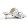 White low heel squared toe sandals -  back view 