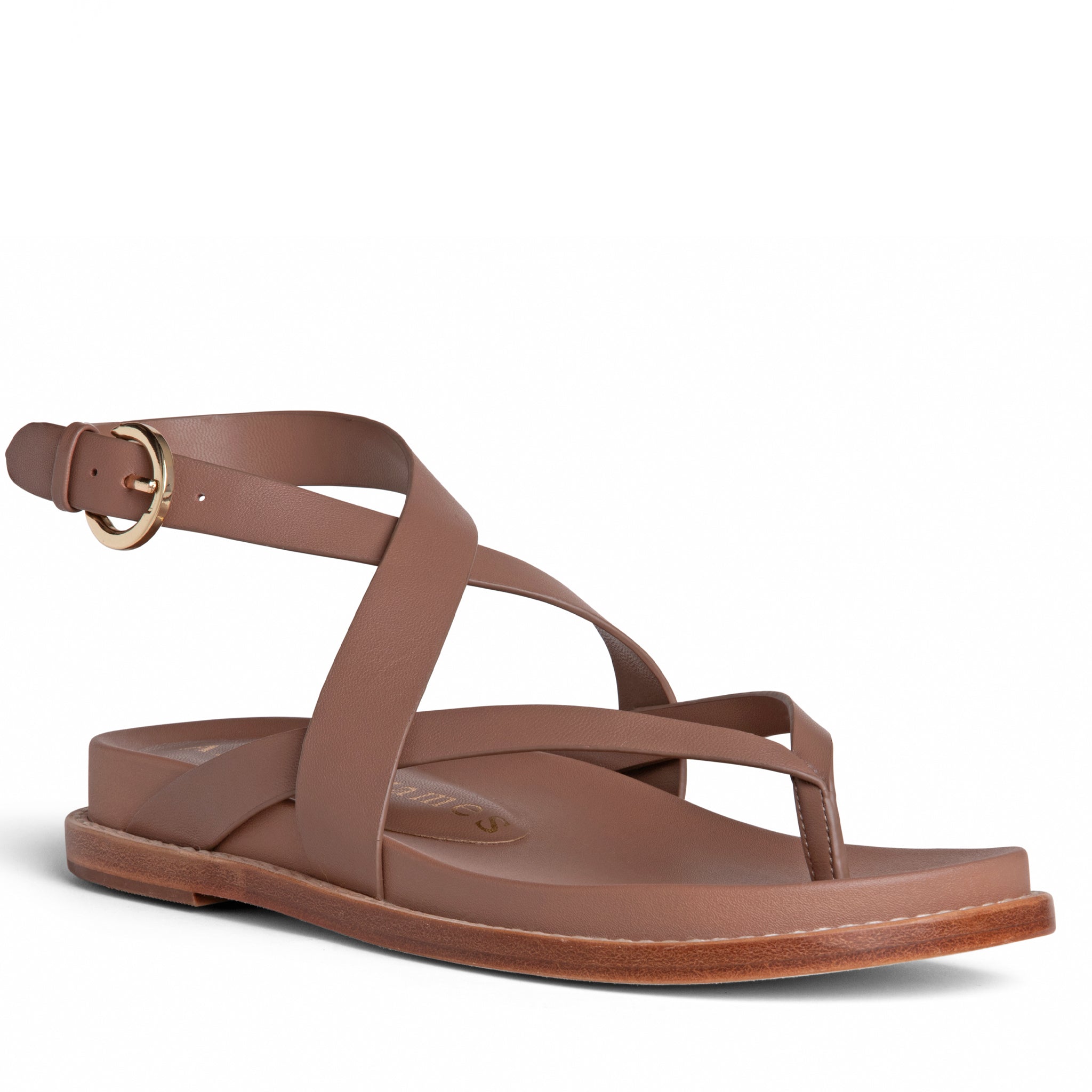 Women Comfortable Brown Leather Footbed Thong Sandal