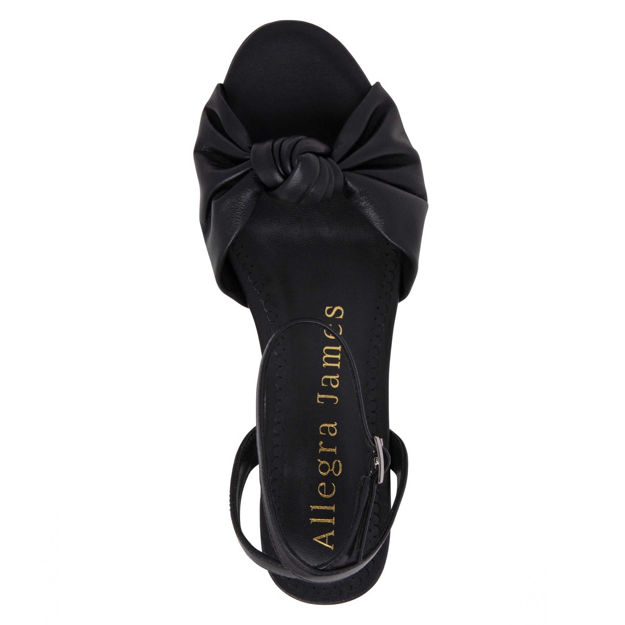 Mina black leather knot sandal