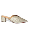 Gold sandal heels with slip-on design - side view