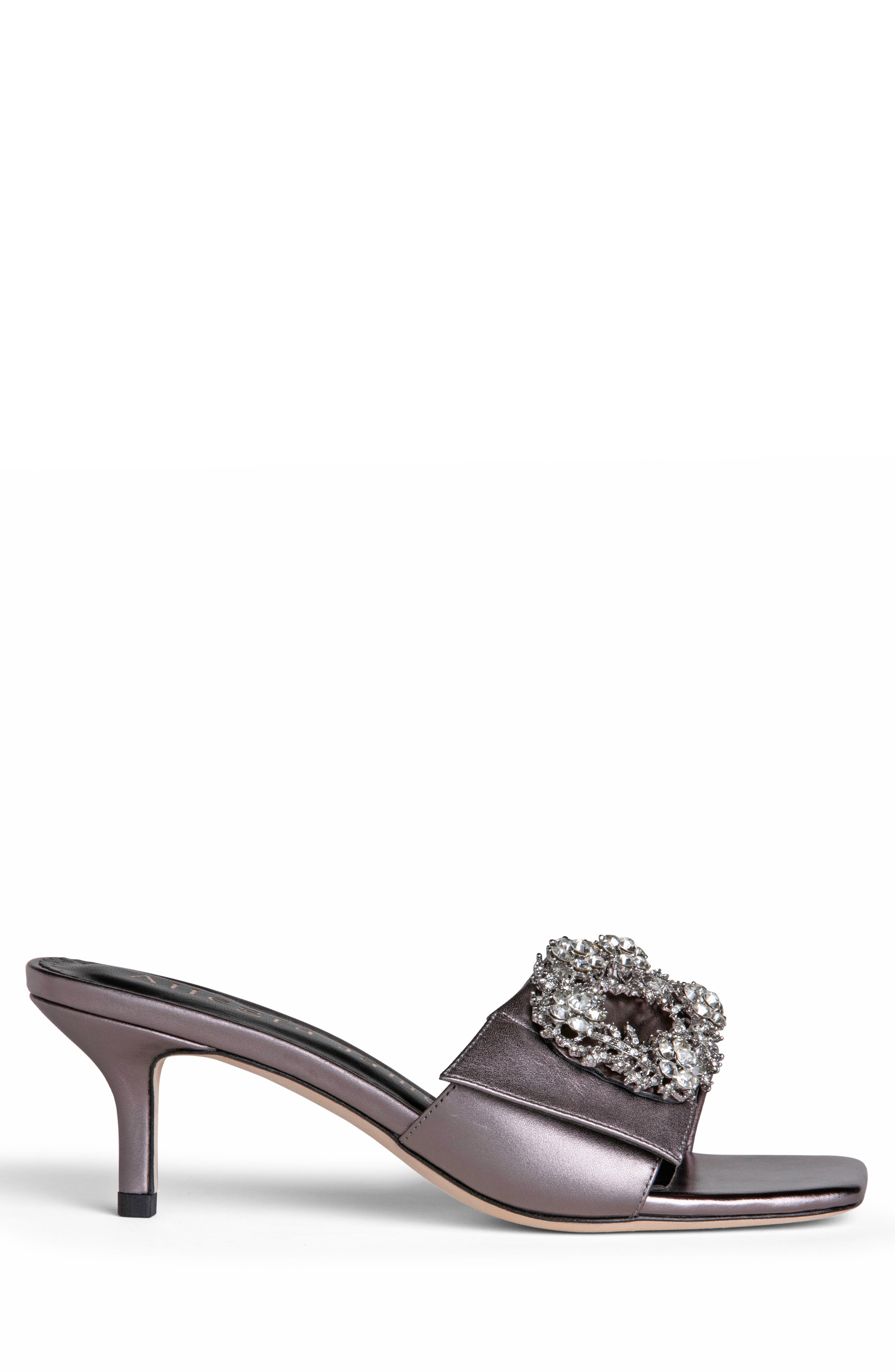 Harper gunmetal leather mule