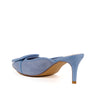 Blue mule sandal heels with buckle design upper -  back view 