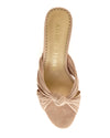 Blush colored women's sandals with knot design upper - top view