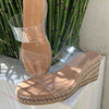 Jute wrapped platforms with transparent straps 