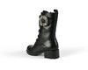 Black combat boots with lace-up design - back view 