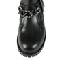 Ankle high black leather boots with chain design upper - Top view