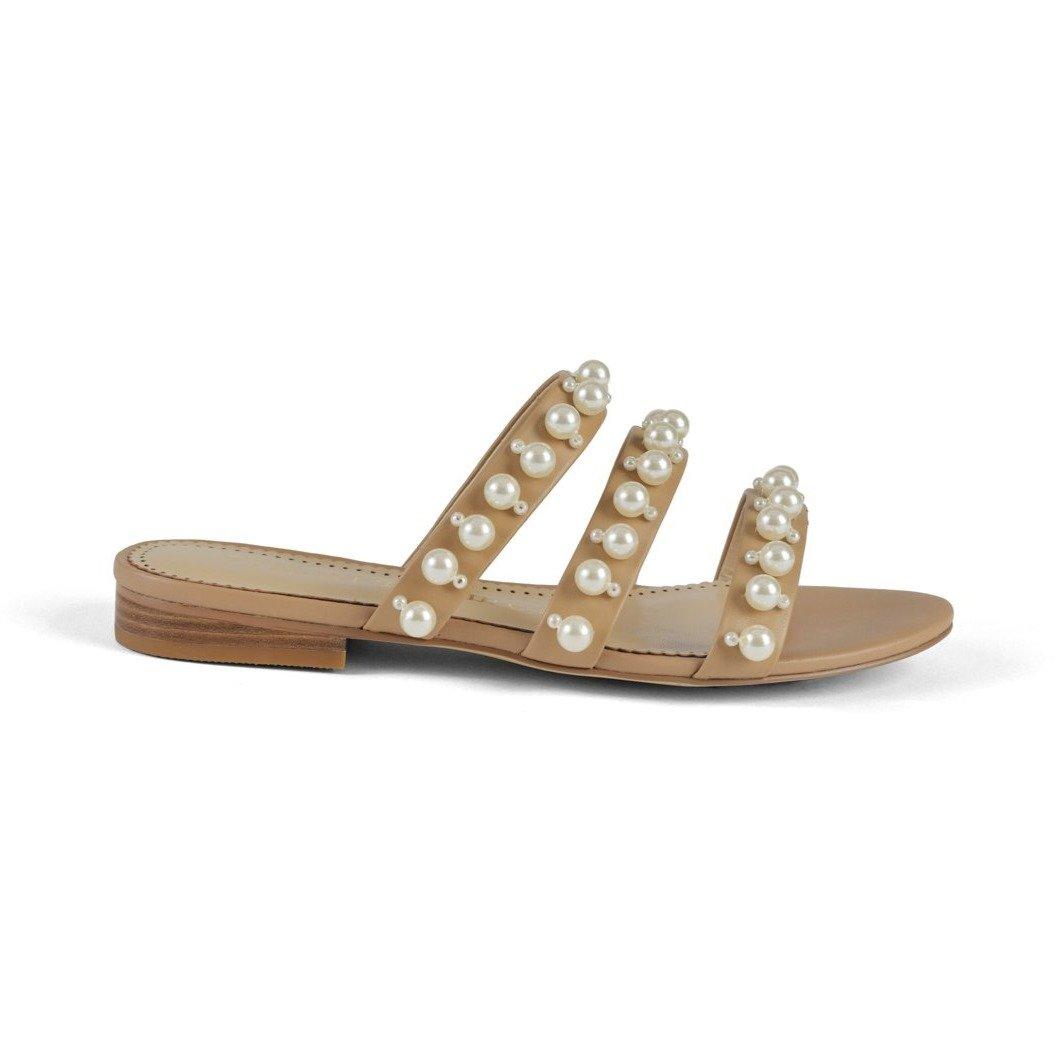 CROSBY pearl sandal in nude leather - Allegra James