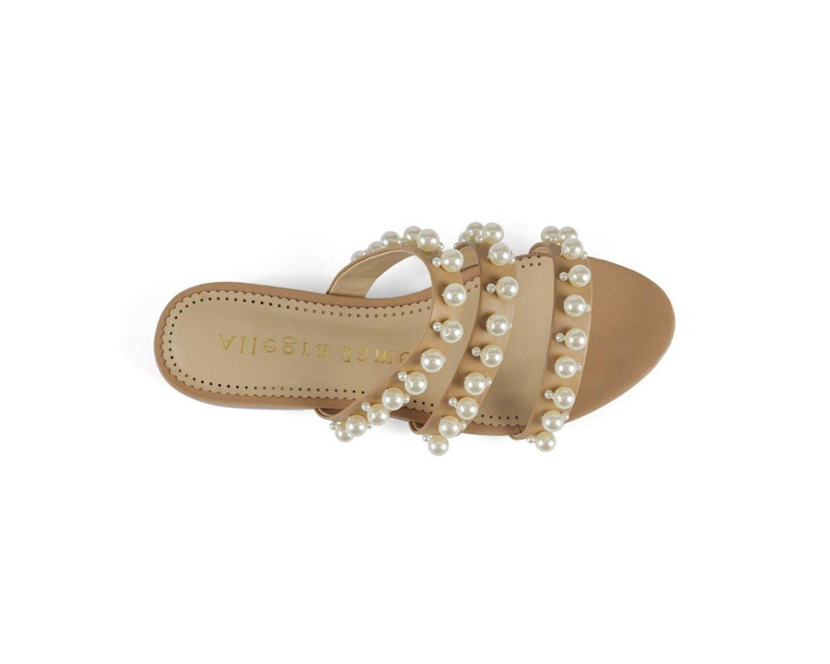 CROSBY pearl sandal in nude leather - Allegra James