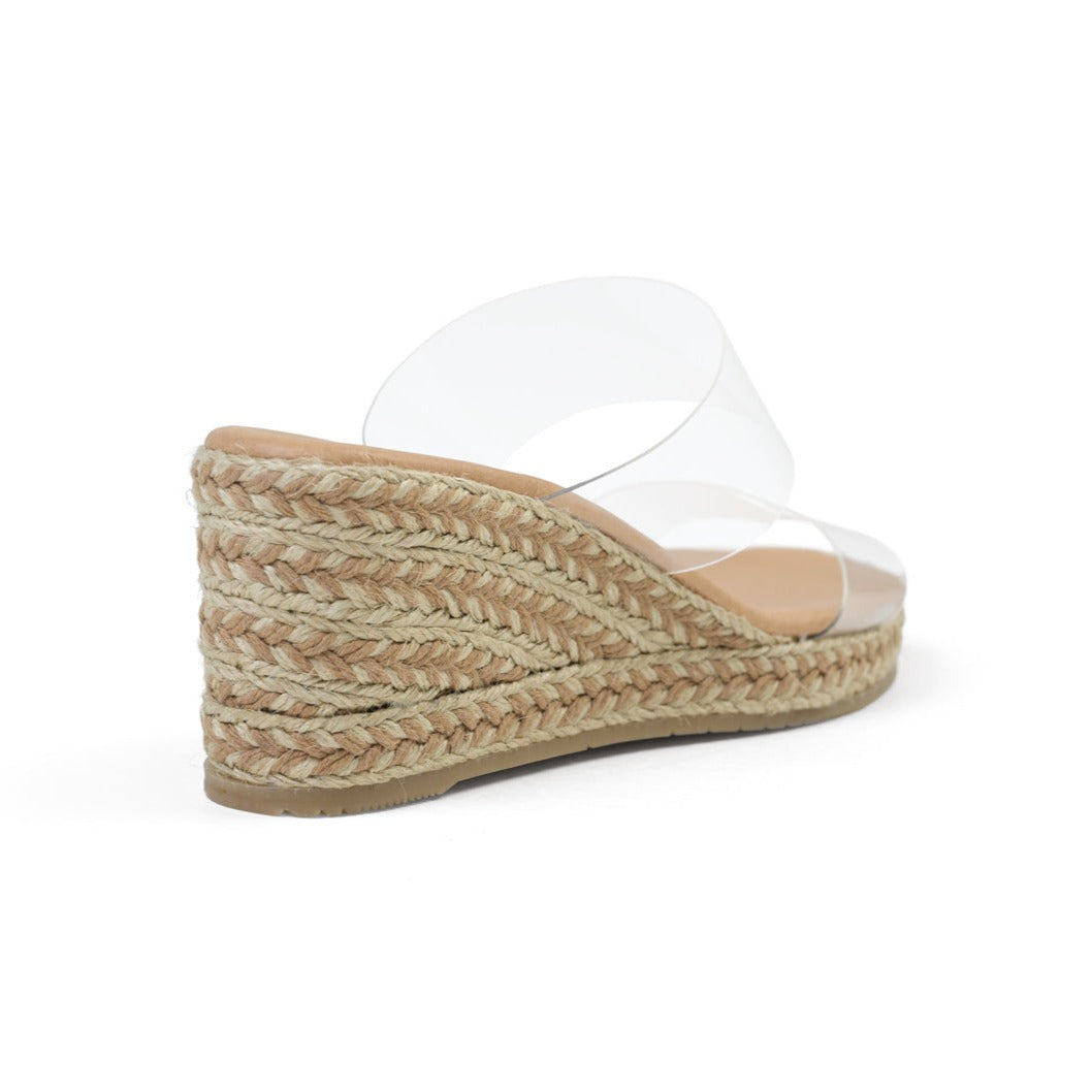Jute wrapped platforms with transparent straps - back view 