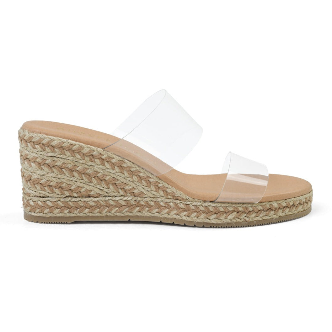 Jute wrapped platforms with transparent straps - side view 