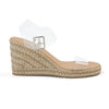 Jute platforms with clear strap and ankle buckle closure - side view