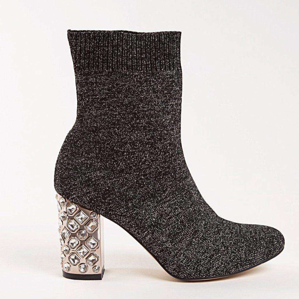 BRIT Bootie in Silver Knit - Allegra James