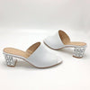 CINDY Mule in White Leather - Allegra James
