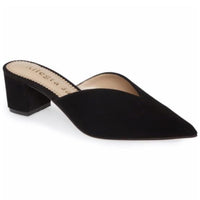 Black sandal heels  with slip-on design - corner view
