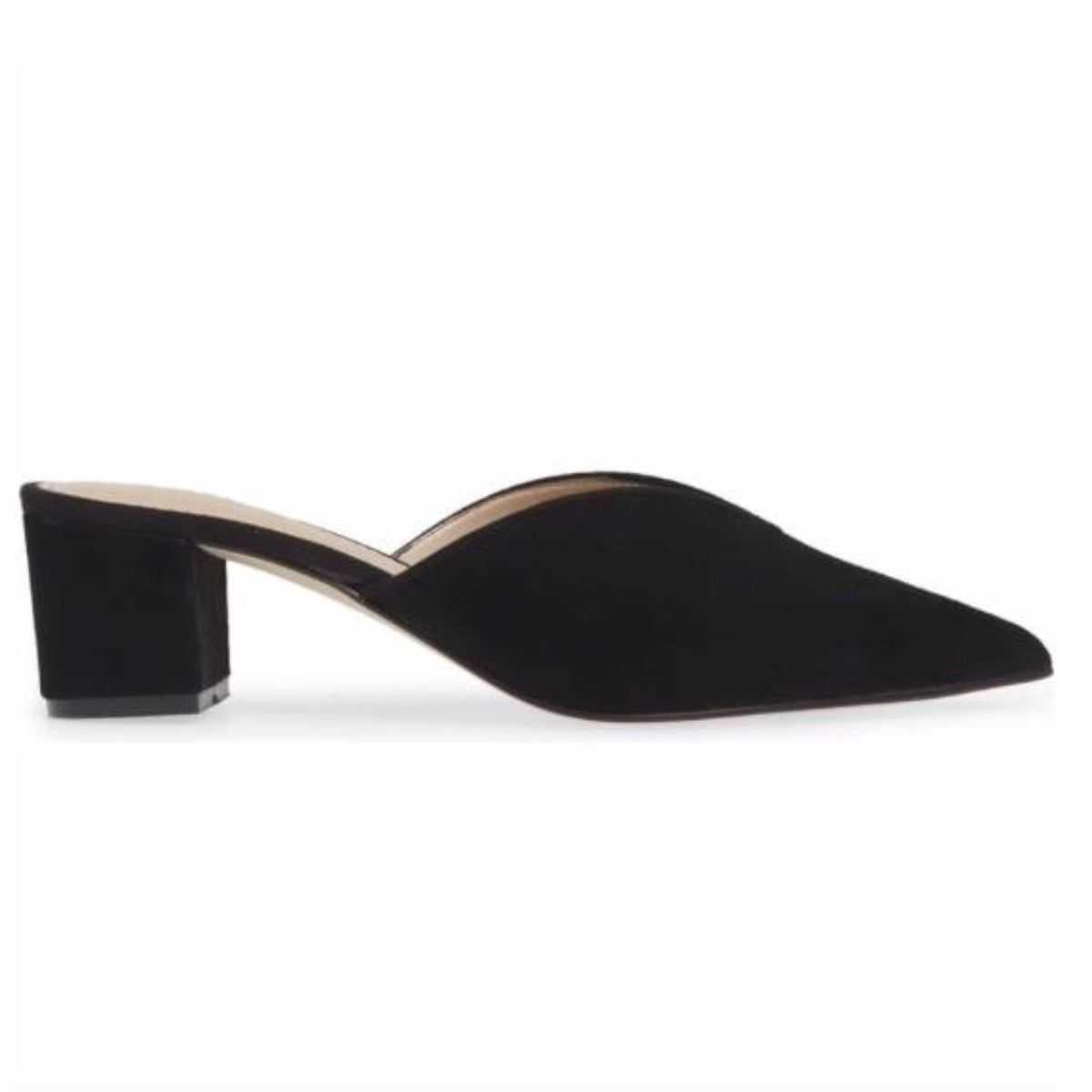 Black sandal heels  with slip-on design - side view