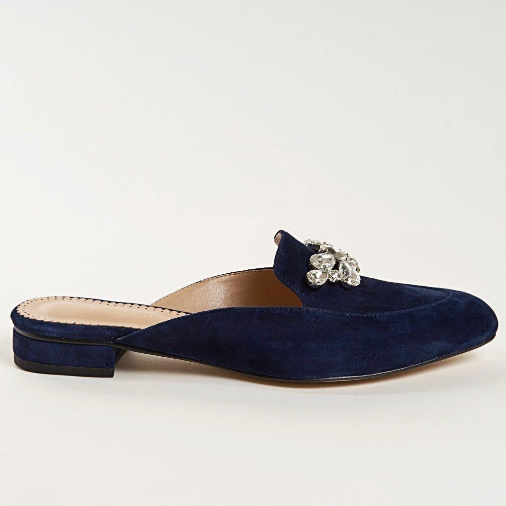 KAY Slide in Navy Suede - Allegra James