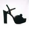 Black platform sandals with ankle buckle closure - side view