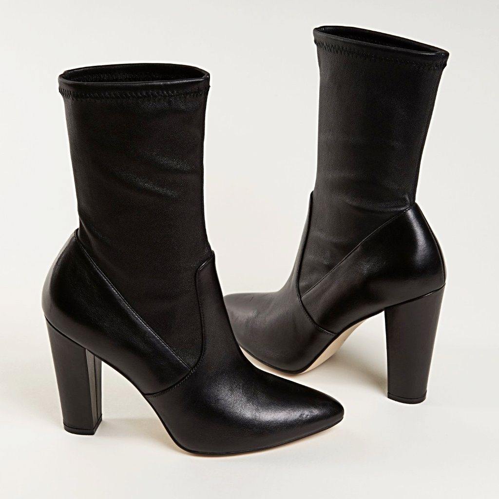 MARY Bootie in Black Leather - Allegra James