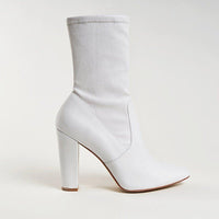 MARY Bootie in White Leather - Allegra James